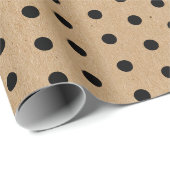 Papier Cadeau Points Noirs Chic Simple Sur Faux Rustiques Brown  (Coin rond)