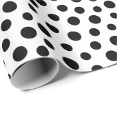 Papier Cadeau Points noirs en blanc (Coin rond)