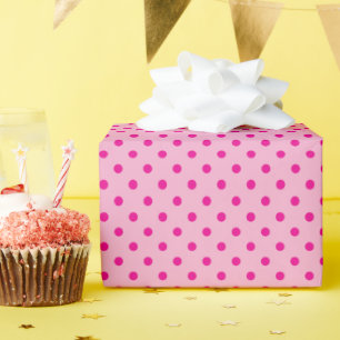 Papier Cadeau Points noirs et roses chauds