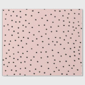 Papier Cadeau Points noirs roses aquarelle moderne mignons (Plat)