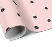 Papier Cadeau Points noirs roses aquarelle moderne mignons (Coin rond)
