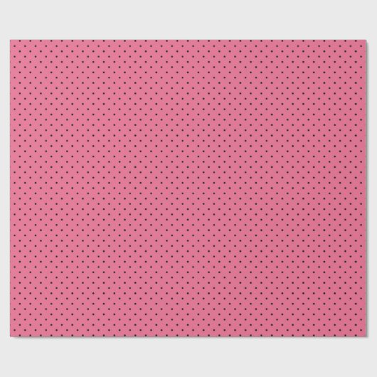 Papier Cadeau Points Noirs Sur Rose (Plat)