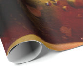 Papier Cadeau Points or et rouge (Coin rond)