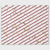 Papier Cadeau Points Or Rouge Blanc Rouge Élégant (Plat)
