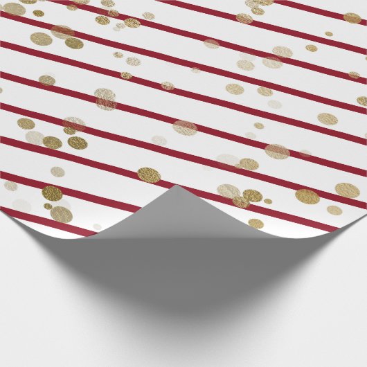 Papier Cadeau Points Or Rouge Blanc Rouge Élégant (Coin)