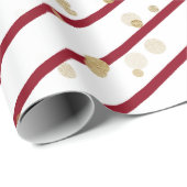 Papier Cadeau Points Or Rouge Blanc Rouge Élégant (Coin rond)