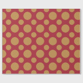 Papier Cadeau Points Or Sur Rouge (Plat)
