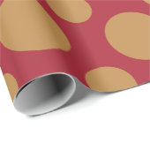 Papier Cadeau Points Or Sur Rouge (Coin rond)