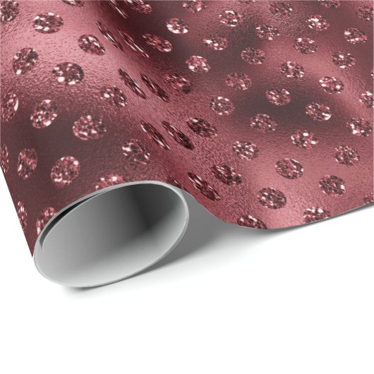 Papier Cadeau Points Parties scintillant rouges (Coin rond)