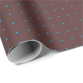 Papier Cadeau Points polka bleus stricts sur marron (Coin rond)