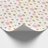 Papier Cadeau - Points Polka Rose et Or (Coin)