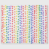 Papier Cadeau Points Rainbow Candy en blanc (Plat)