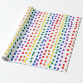 Papier Cadeau Points Rainbow Candy en blanc (Déroulé)