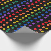 Papier Cadeau Points Rainbow Candy sur noir (Coin)