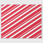 Papier Cadeau Points Red White Lines Noël (Plat)
