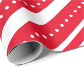 Papier Cadeau Points Red White Lines Noël (Coin rond)