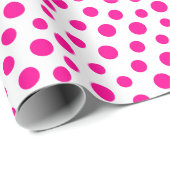 Papier Cadeau Points roses chauds sur papier à envelopper blanc (Coin rond)