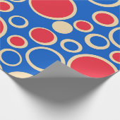 Papier Cadeau Points Rouge Et Bleu Sur Bleu (Coin)