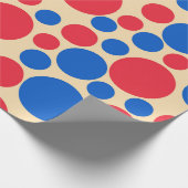 Papier Cadeau Points Rouge Et Bleu Sur Tan (Coin)
