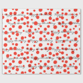 Papier Cadeau Points Rouges Anniversaires Sur Blanc (Plat)