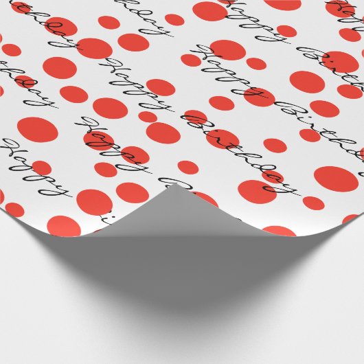 Papier Cadeau Points Rouges Anniversaires Sur Blanc (Coin)