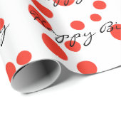 Papier Cadeau Points Rouges Anniversaires Sur Blanc (Coin rond)