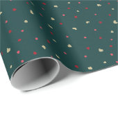 Papier Cadeau Points Rouges & Cœurs Dorés (Coin rond)