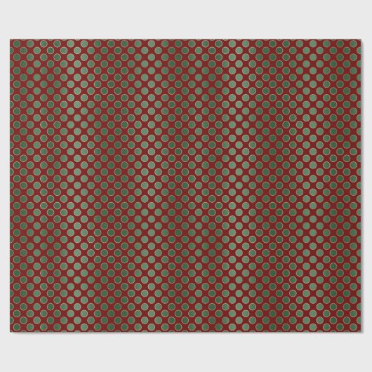 Papier Cadeau Points rouges verts de Noël (Plat)