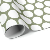 Papier Cadeau Points Sage Vert et Blanc (Coin rond)