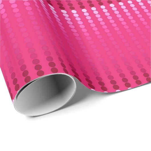 Papier Cadeau Points satinés - nuances rose fuchsia (Coin rond)