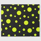 Papier Cadeau Points Soleil : Pointe Polka Noir & Jaune (Plat)
