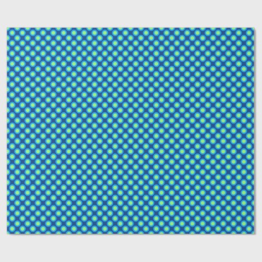 Papier Cadeau Points tournés rétros, bleu cobalt et vert clair (Plat)
