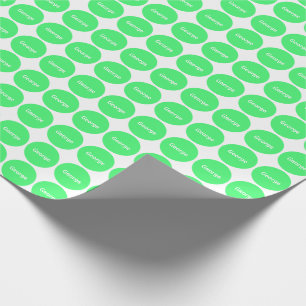 Papier Cadeau Points Vert Clair Motif Sur Blanc Avec Nom