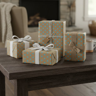 Papier Cadeau Points verts bleu Turquoise clair Faux Rustic Brow