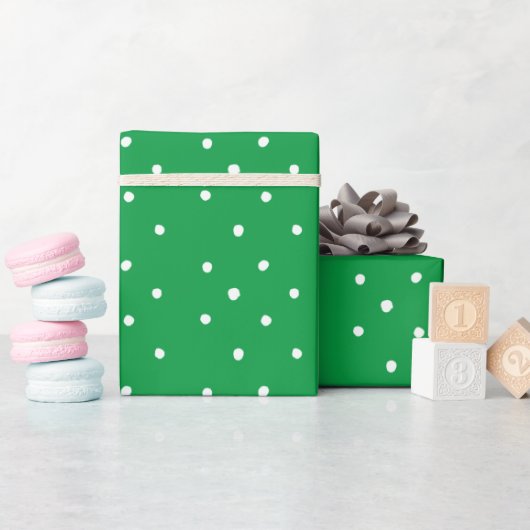 Papier Cadeau Points verts et blancs (Baby Shower)