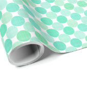 Papier Cadeau points verts et turquoise texturés (Coin rond)