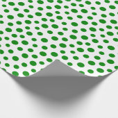 Papier Cadeau Points verts sur papier à envelopper blanc (Coin)
