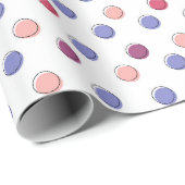 Papier Cadeau Points violets et roses (Coin rond)