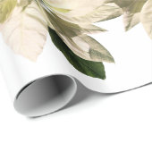 Papier Cadeau Pointsettia blanc fleurit des vacances de Noël (Coin rond)