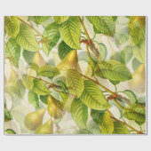 Papier Cadeau Poires et motif feuille (Plat)