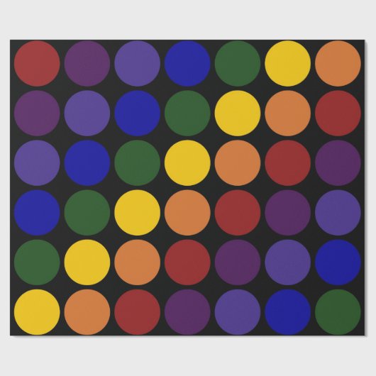 Papier Cadeau Pois arc-en-ciel en noir (Plat)