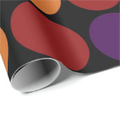 Papier Cadeau Pois arc-en-ciel en noir (Coin rond)