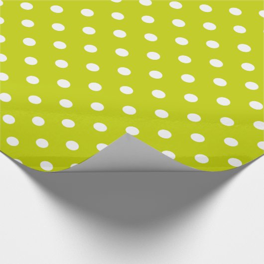 Papier Cadeau Pois blanc sur le vert de chaux (Coin)