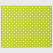 Papier Cadeau Pois blanc sur le vert de chaux (Plat)