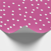 Papier Cadeau Pois blancs classiques sur Arrière - plan rose (Coin)