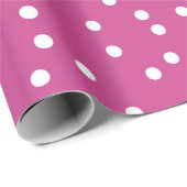 Papier Cadeau Pois blancs classiques sur Arrière - plan rose (Coin rond)
