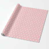 Papier Cadeau Pois blancs simples sur motif rose clair (Déroulé)