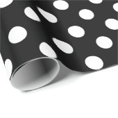 Papier Cadeau Pois blancs sur Arrière - plan noir (Coin rond)