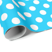 Papier Cadeau Pois blancs sur bleu électrique (Coin rond)