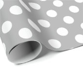 Papier Cadeau Pois blancs sur gris (Coin rond)